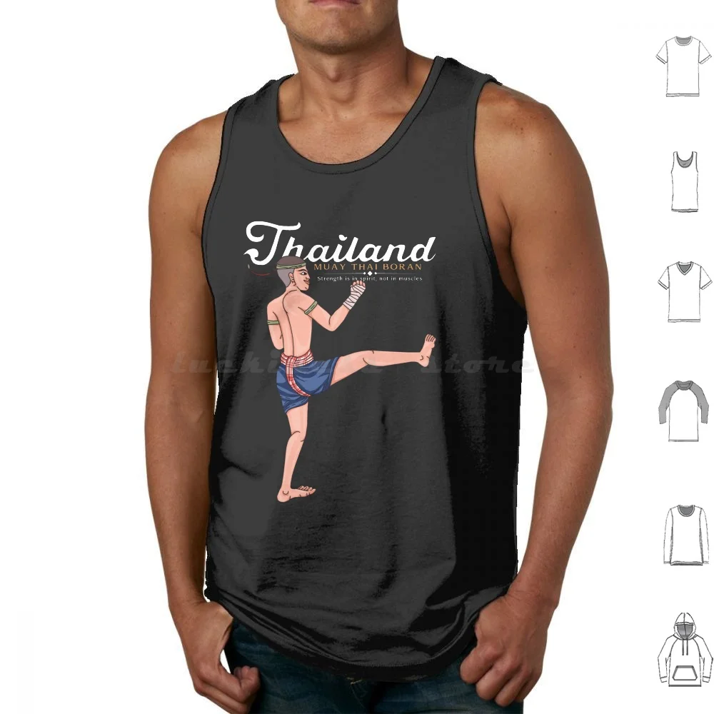 Mural Painting Muay Thai Tank Tops Print Cotton Muay Thai Boxing Kickboxing Thailand Boxer Sakyant Waikru Mixed