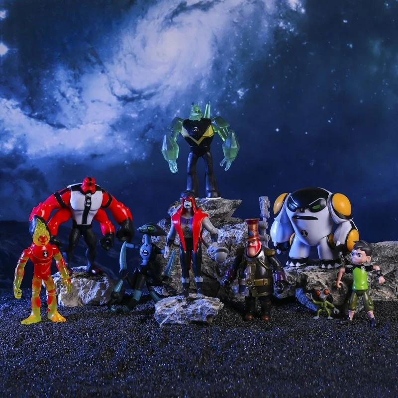 Ben10 Earth Defender Hero Action Figure Toy, Anime Character Mini Model Desktop Ornament Decor Collectible Gift for Fans