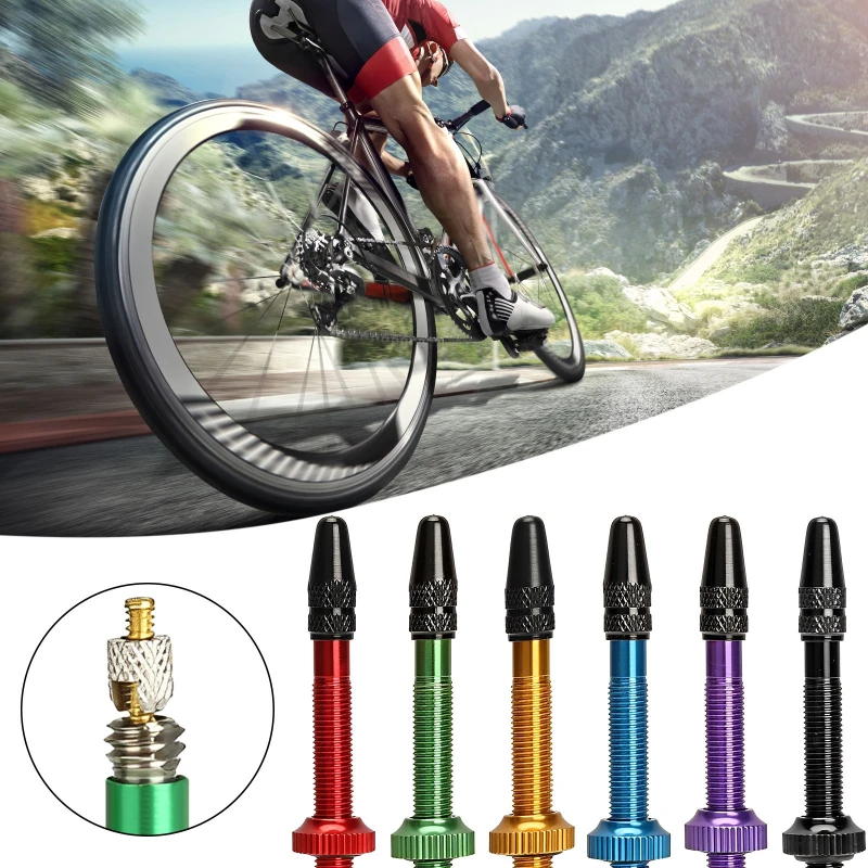 

60MM Bicycle Vacuum Air Valve Durable Alloy Stem Brass Core F/V Presta MTB Bike Tubeless Tire Nozzle Cap Cycling Parts