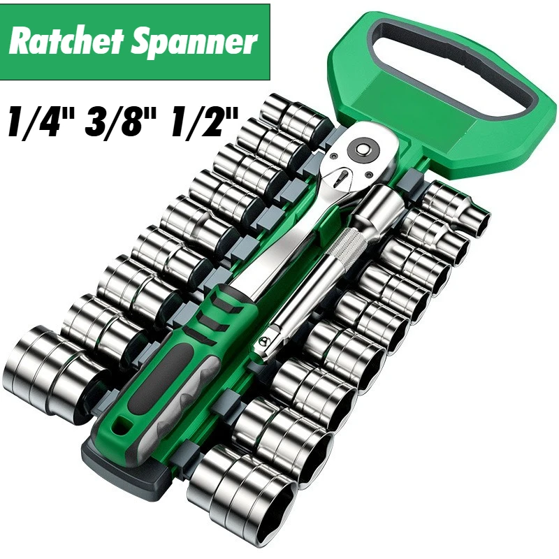 

Ratchet Spanner 1/4" 3/8" 1/2" Automotive Mechanic Tool Set Garage Car Repair Socket Wrench Multi-funtion DIY Workshop Hand Tool