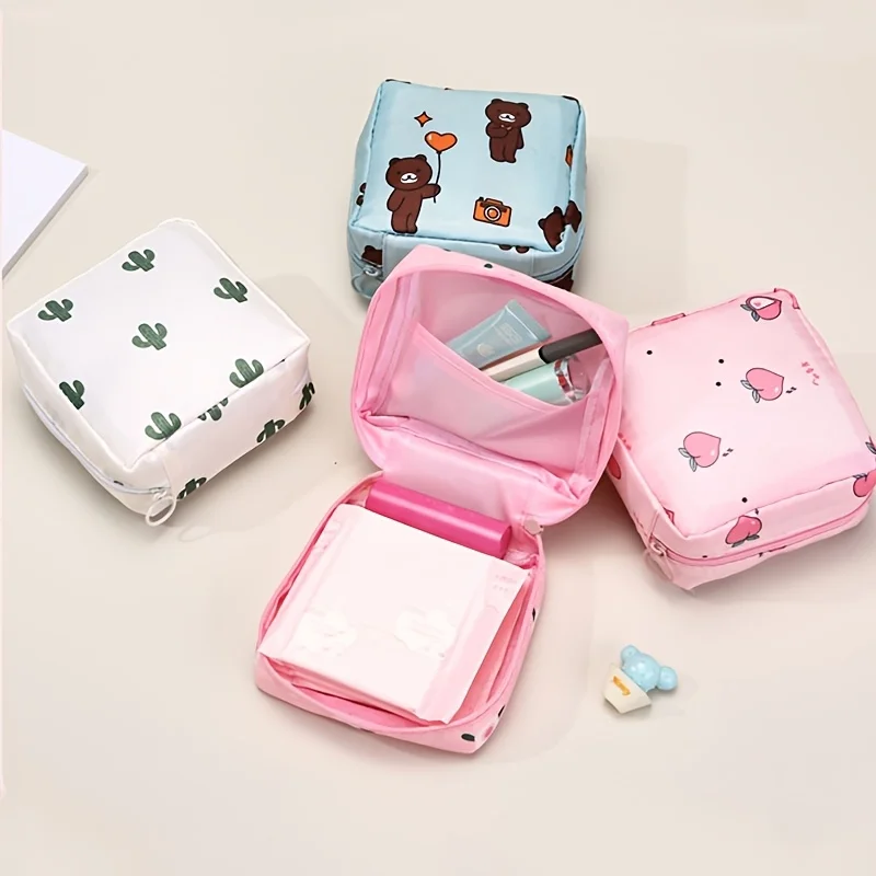 Girls Diaper Napkin Storage Bag Nylon Sanitary Pads Package Bags Coin Purse Jewelry Organizer Credit Card Pouch Case