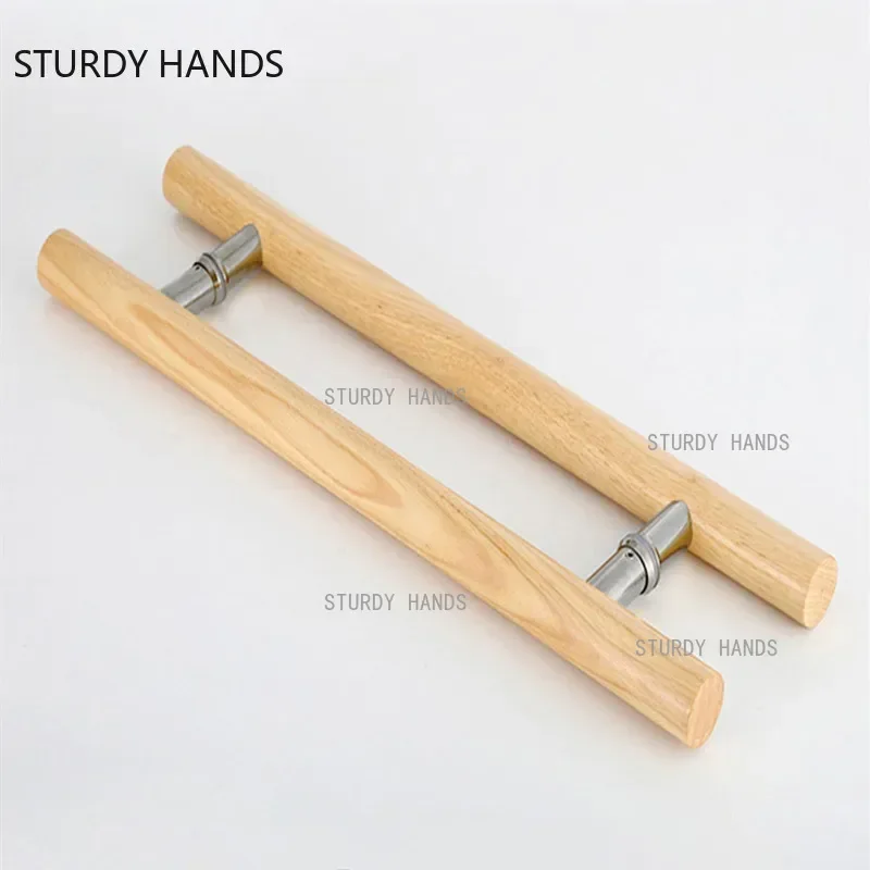 1set Glass Door Solid Wood Handles Bathroom Large Door Handle Indoor Customized Pulls Kitchen Cabinet Knobs Furniture Hardware