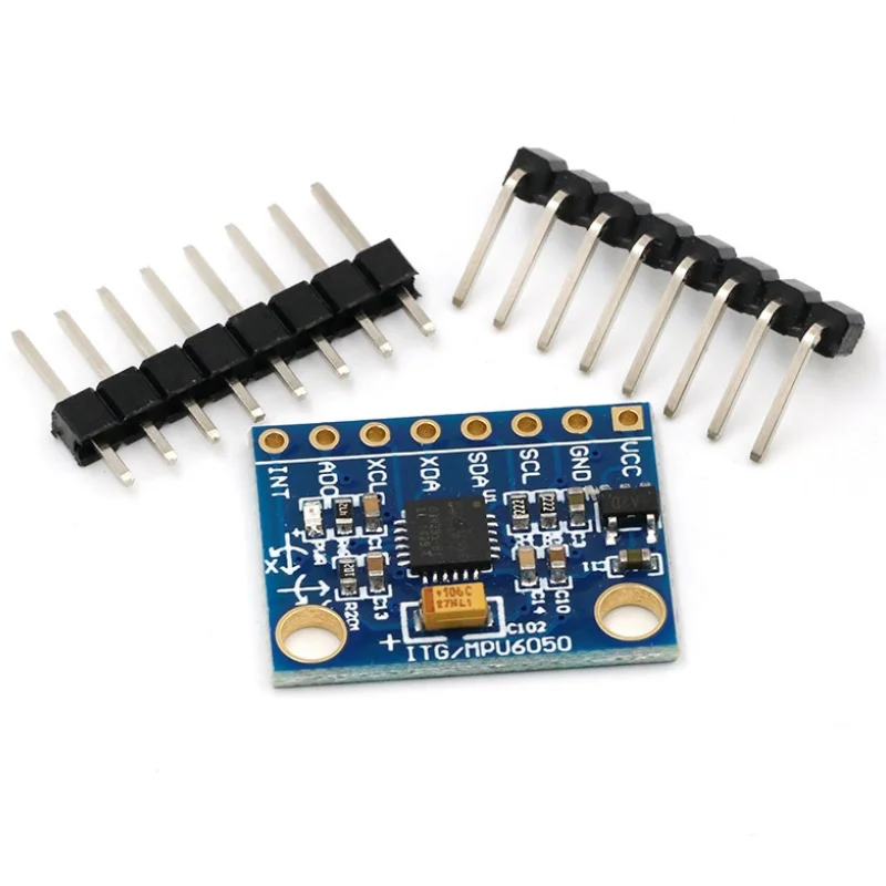 GY-521 MPU-6050 module, featuring three-axis acceleration and a gyroscope 6DOF module, with code schematic diagram available