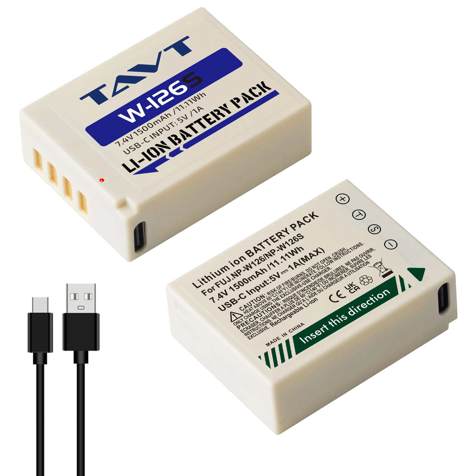 

2PCS NP-W126 NP-W126S Battery with Type C Port for Fuji X-T100 X-T200 X100F X100V X100VI X-S10 X-A5 X-A10 X-E4 X-T1/T2 X-Pro2