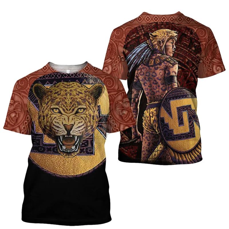 

Jaguar Warrior Aztec Mexican Shirt 3D Printed t shirts women for men Summer Tees Short Sleeve T-shirts