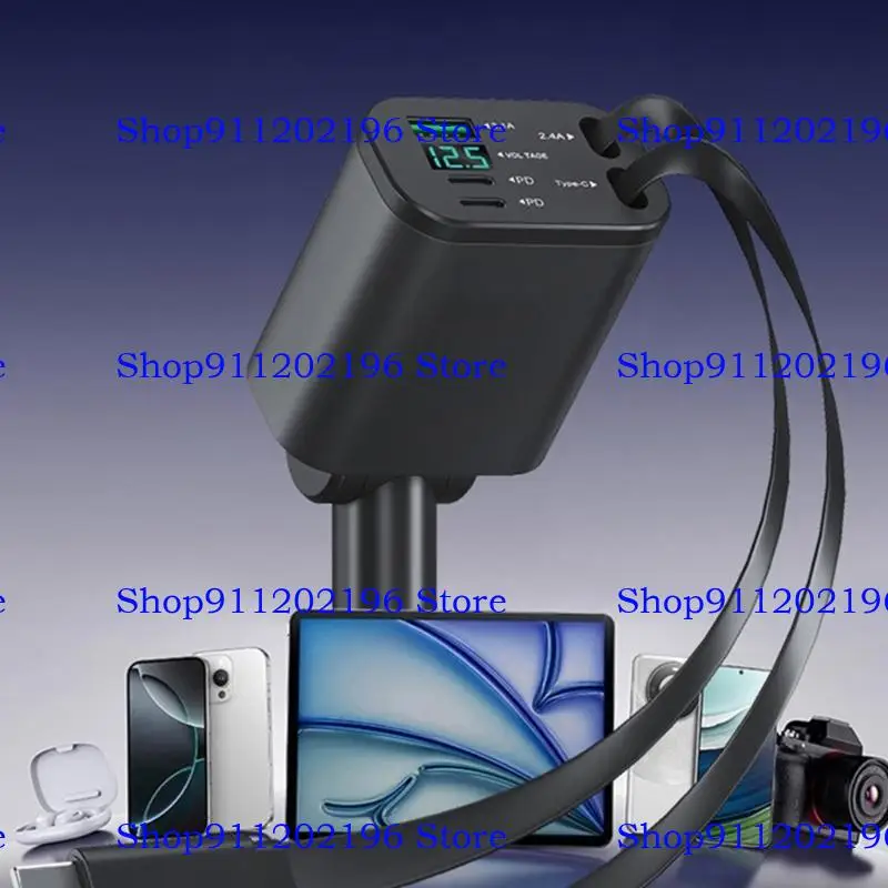 P82A Intelligent Retractable Double Type C Vehicle 90W Highly speed Charging Universal Compatibility Compactly Design