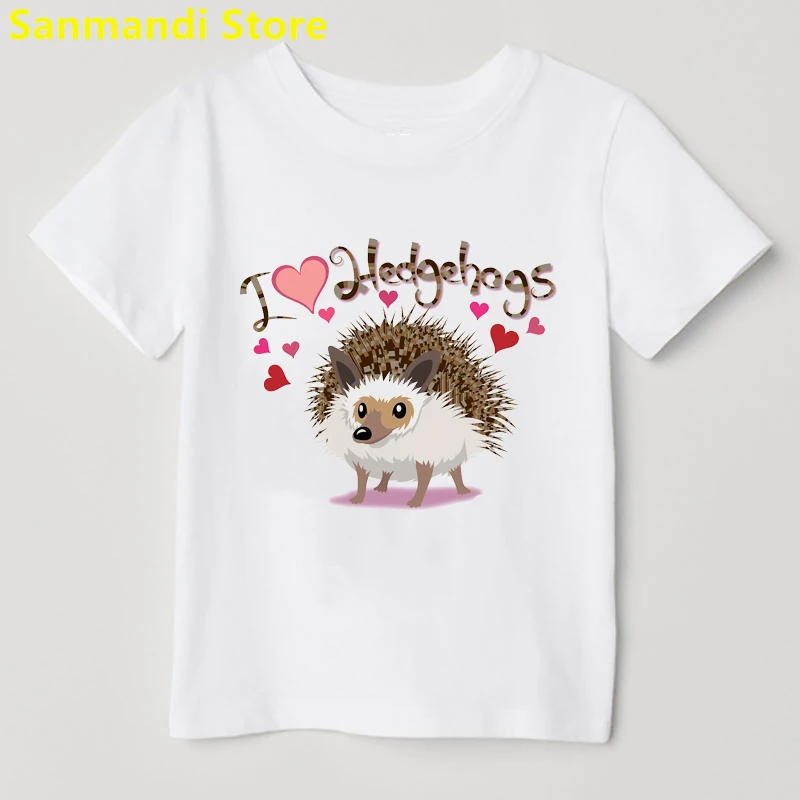 

New I Love Hedgehog Graphic Print Tshirt Girls/Boys Kids Clothes Summer Unisex T Shirt Children Clothing T-Shirt Streetwear Tops