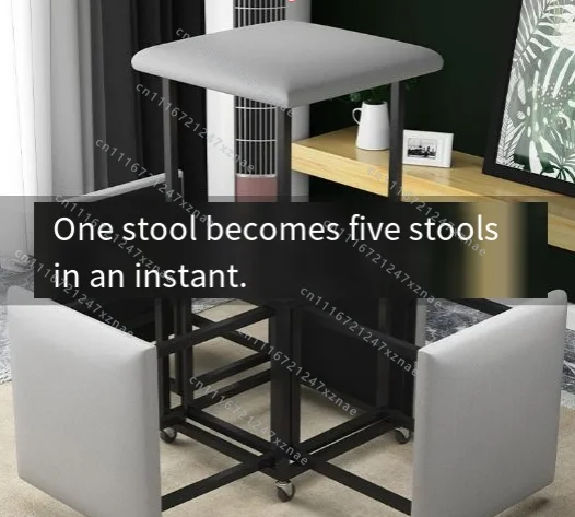 5 in 1 Folding Metal Ottoman Stool With Wheels^，For Saving Design Furniture Modern Apartment Upcycle Home Decor Smart Cube