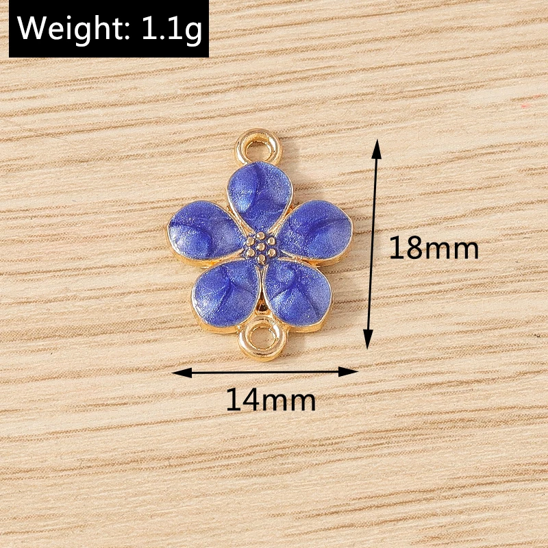 Tusember 20 Stück 14x18mm Bunte Emaille-Blumen-Charms-Verbinder für Schmuckherstellung, Armbänder, Halsketten, DIY-Handarbeitszubehör – Detail 1
