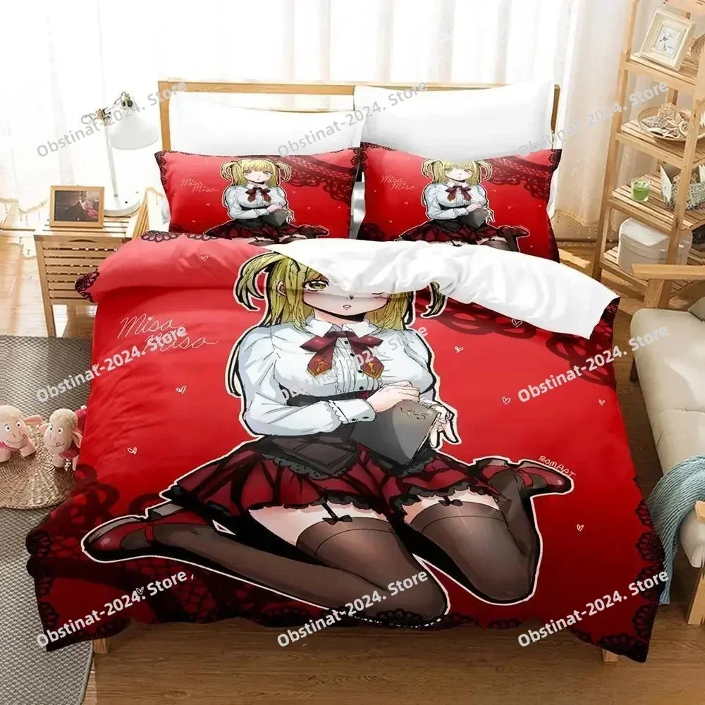 3d Anime Death Note Misa Amane Bedding Set Printed single Comforter Quilt Duvet Cover Pillow Case 3 Pieces Sets Kids Adult Size