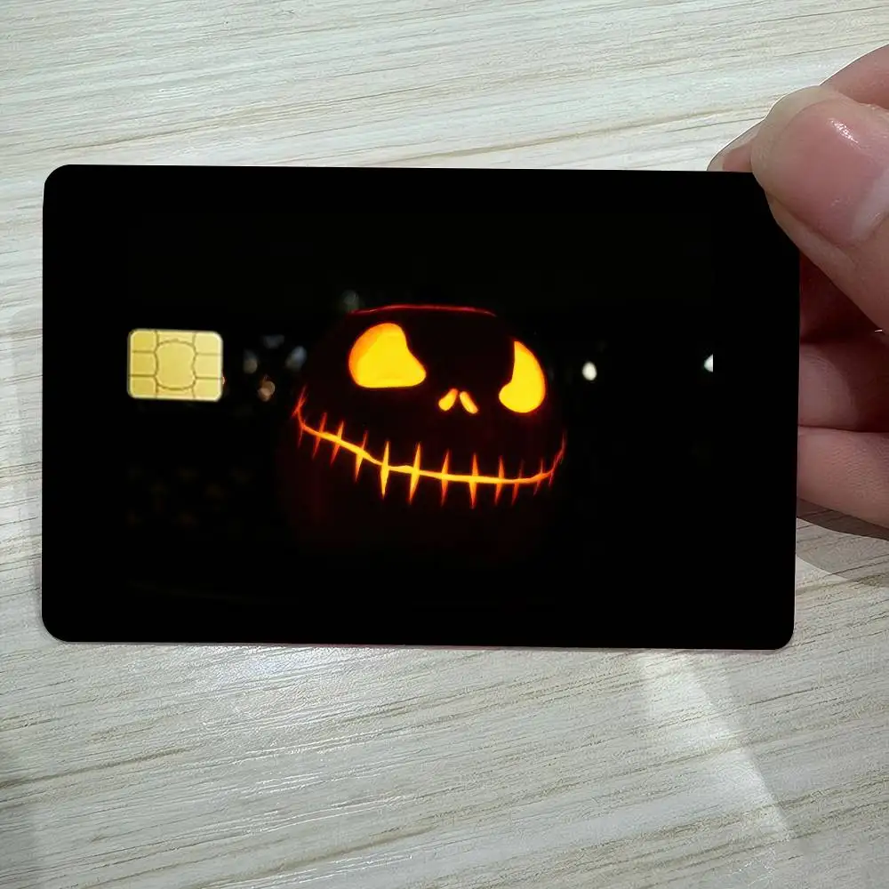 หัวฟักทองฮาโลวีนอะนิเมะการ์ตูนสติกเกอร์ฟิล์มผิวสําหรับบัตรเครดิตเดบิต Bank Bus Card