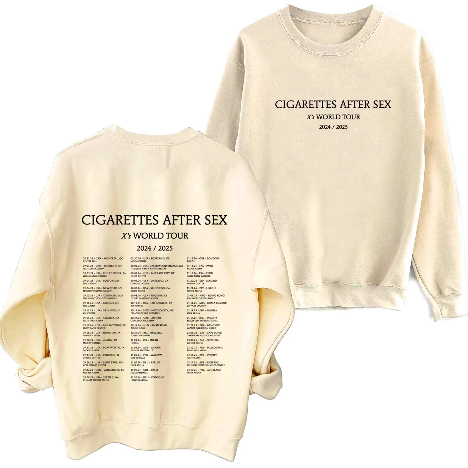 Cigarettes After Sex O-Neck Hoodie X\'s World Tour 2024/2025 Casual Autumn Sweatshirt Printing Music Fans Gift Long Sleeve Unisex