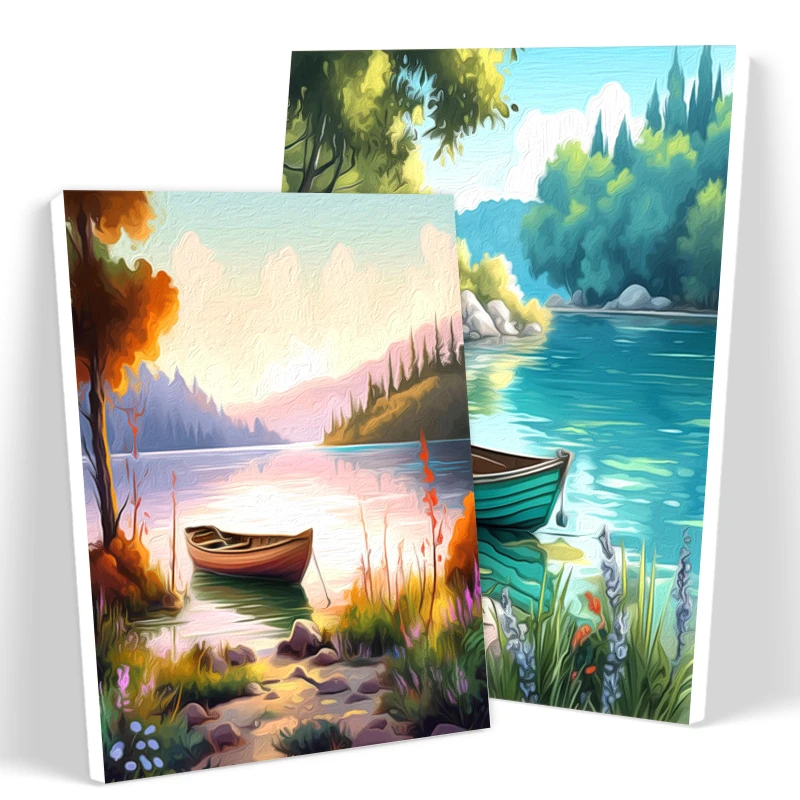 

SDOYUNO Painting By Numbers Coloring Adults Boat Landscape Handicraft Oil Art With Frame Drawing On Canvas Markers By Numbers