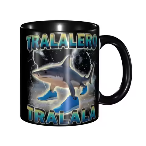 Tralalero Tralala Funny Shark Meme Accessories Coffee Mugs Fun Cup Gift For Woman Man