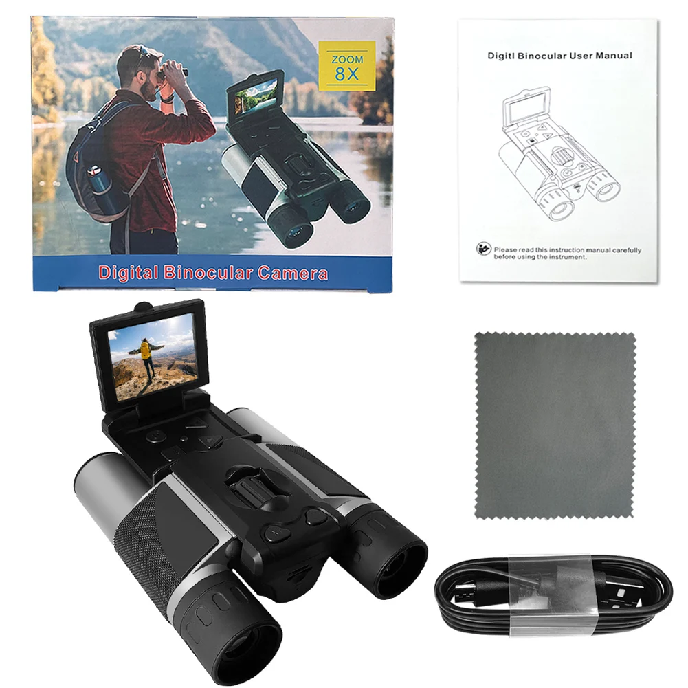 HD Powerful Binoculars Screen Video Photo Recorder Telescope Zoom 12X Digital Telescope 1000m Portable Travel BBQ Pinic Camping