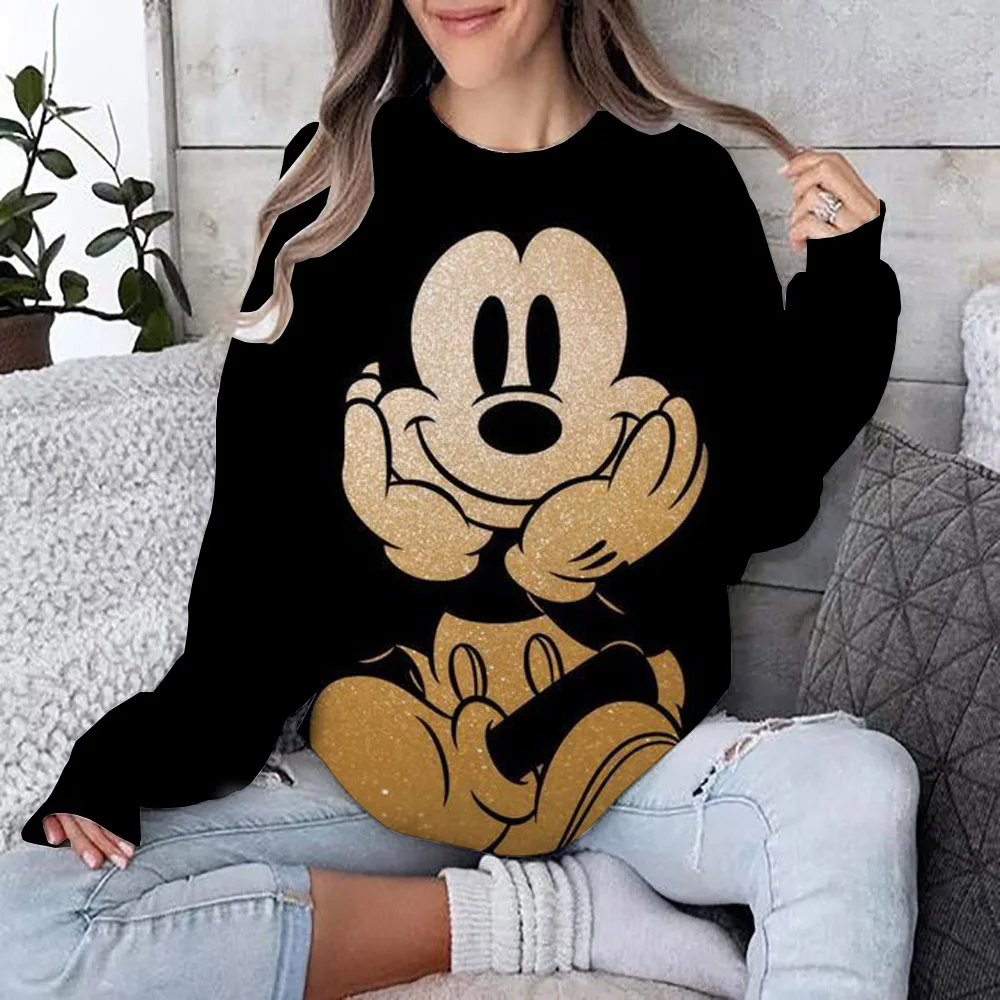 Disney Mickey Mouse Women\'s Sweatshirt Autumn Large Hoodie Kawaii Fashion Sudaderas Y2k Clothing Large Hoodie