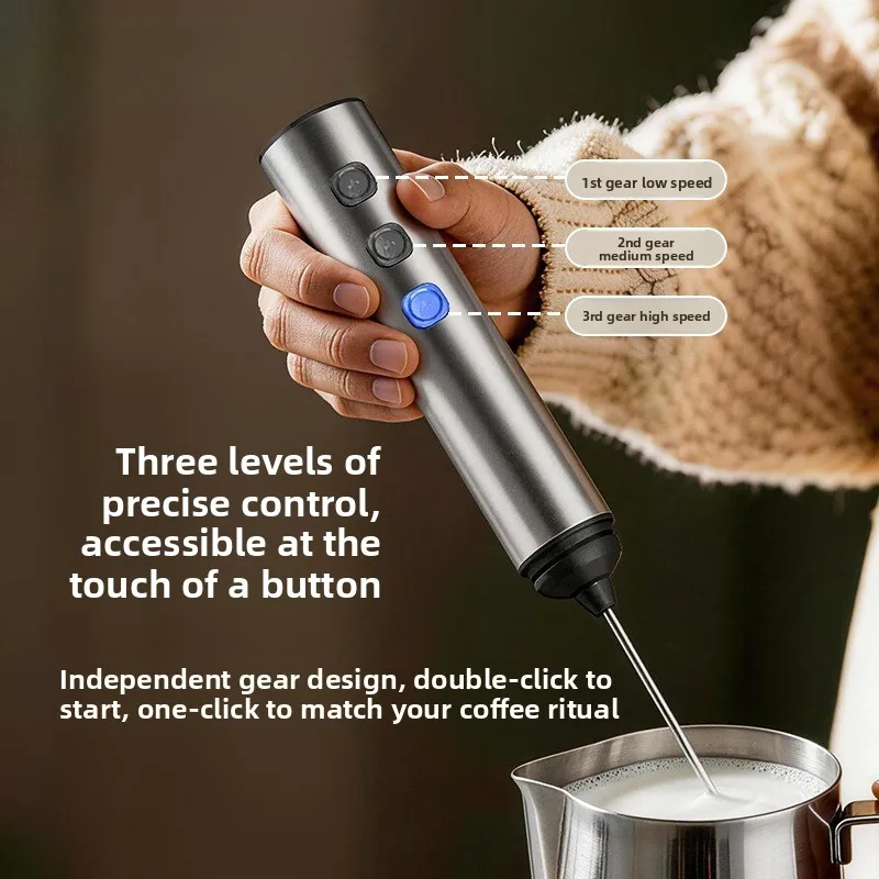 Handheld Stainless Steel Electric Milk Frother Coffee Foam Maker Egg Beater Stirring Stick Household Cream Foam Mixer