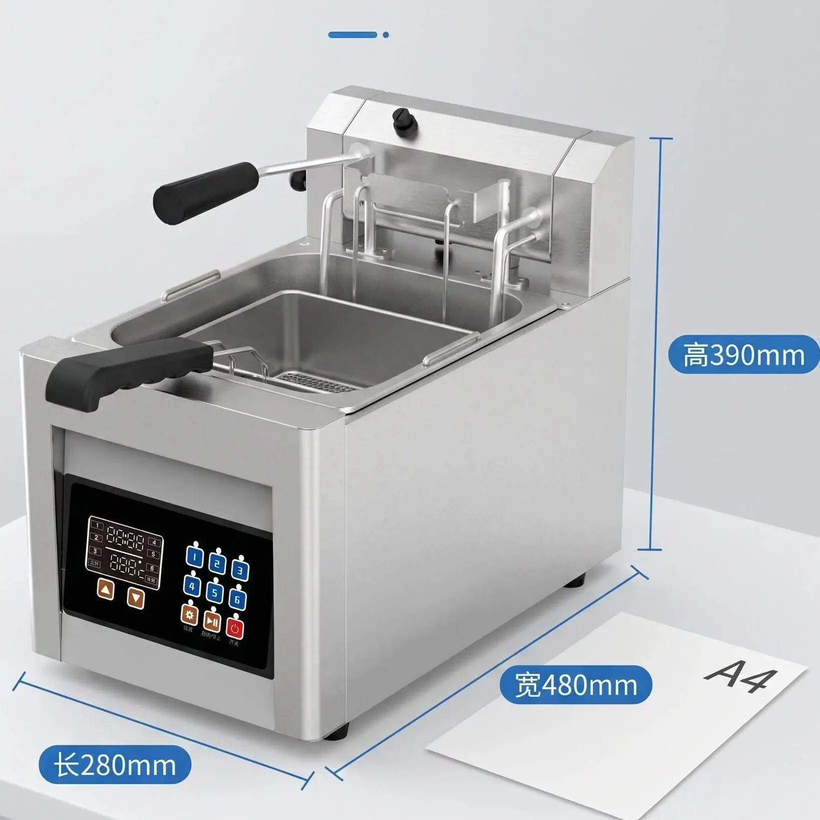 Commercial fryer desktop fully automatic lifting fryer computer version temperature-controlled French fries