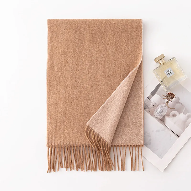 ผ้าพันคอผู้หญิงฤดูหนาวขนสัตว์คอยาวผ้าคลุมไหล่อุปกรณ์เสริมที่อบอุ่นสําหรับฤดูใบไม้ร่วงเย็นสภาพอากาศวันหยุดหรูหรา