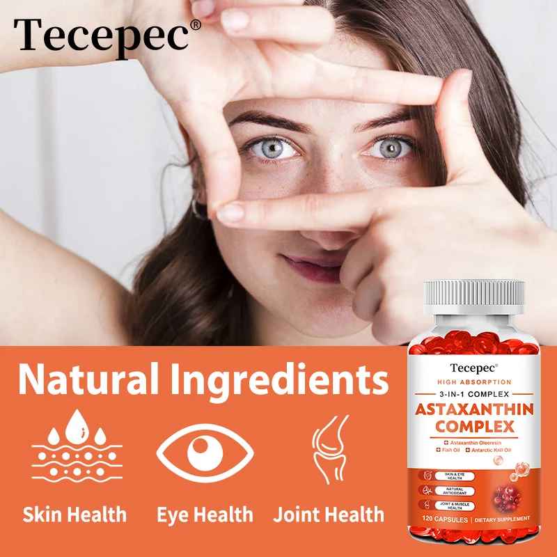 

Astaxanthin, Antartic Krill Oil, Fish Oil, 3 in 1 Complex Supplement, High Absorption, for Skin, Eye, Joint & Muscle Health