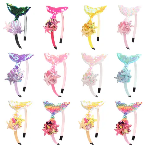 Söt Disney Sjöjungfru Pannband För Flickor Prinsessa Födelsedagsfest Hårband Festival Cosplay DIY Håraccessoarer Dam Presenter 12 best sales sjöjungfruhårband - №3