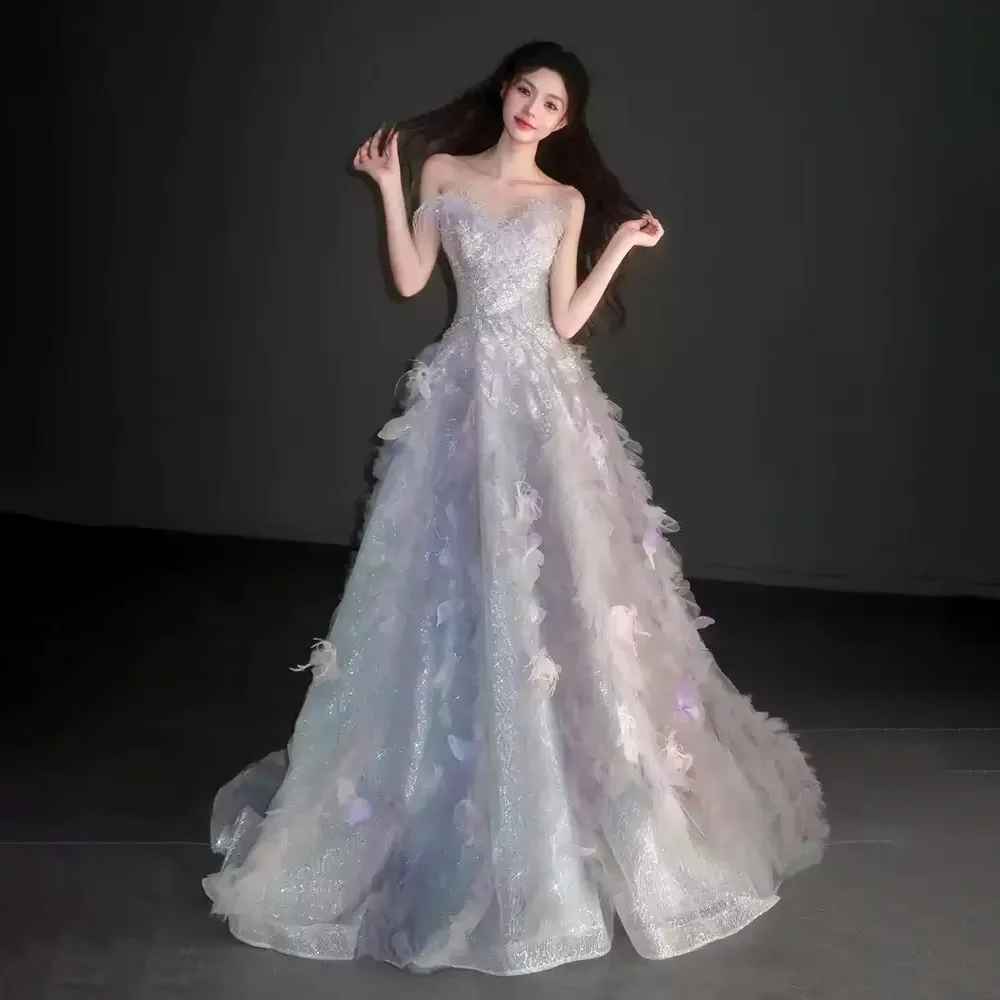 Eye Catching Evening Dress Shining Sequins with Buttterflies Applique with Beads Prom Dress Party Dresses Lace-up Back
