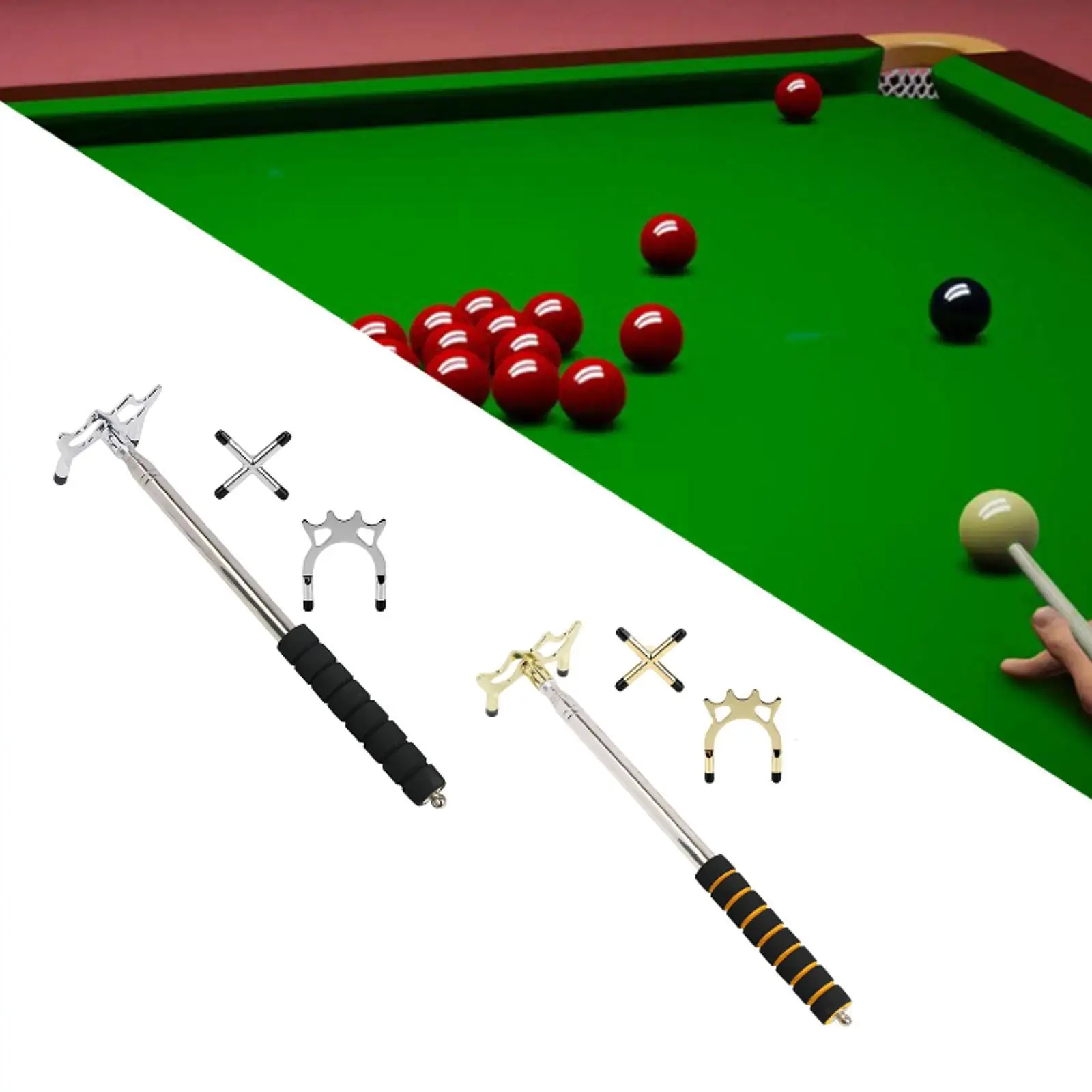 

Stainless Steel Portable Billiard Cue Bridge Adjustable Extension Pool Stick Accessory for Indoor Game Table