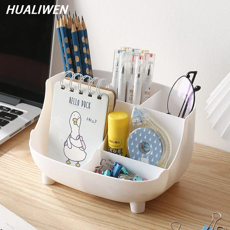 Creative 6 Gird Desktop Organizer Pen Holder Multifunctional Desk Makeups Pencil Storage Stand Box School Office Stationery