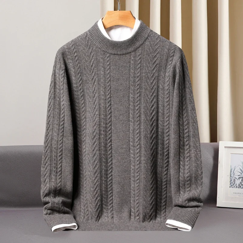 New Arrival Fashion Winter 100% Pure Cashmere Sweater Men's High-end Sweater Large Jacquard Knit large Size S M L XL 2XL 3XL 4XL