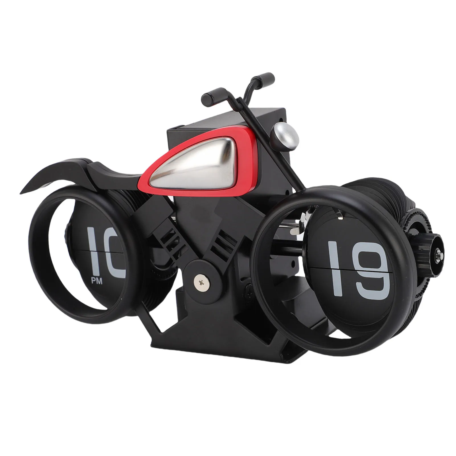 سطح المكتب على مدار الساعة الرجعية دراجة نارية على شكل توقيت وتذكير وظيفة ساعة ميكانيكية ديكور المنزل ساعة الطاولة #6