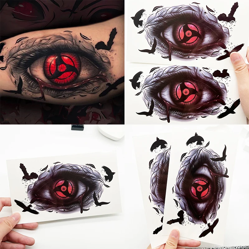 

Наруто Саске писает колесо татуировки на глаза наклейки для персонажей аниме для взрослых темный цветок татуировки на руку для мужчин женщин подарки на день рождения