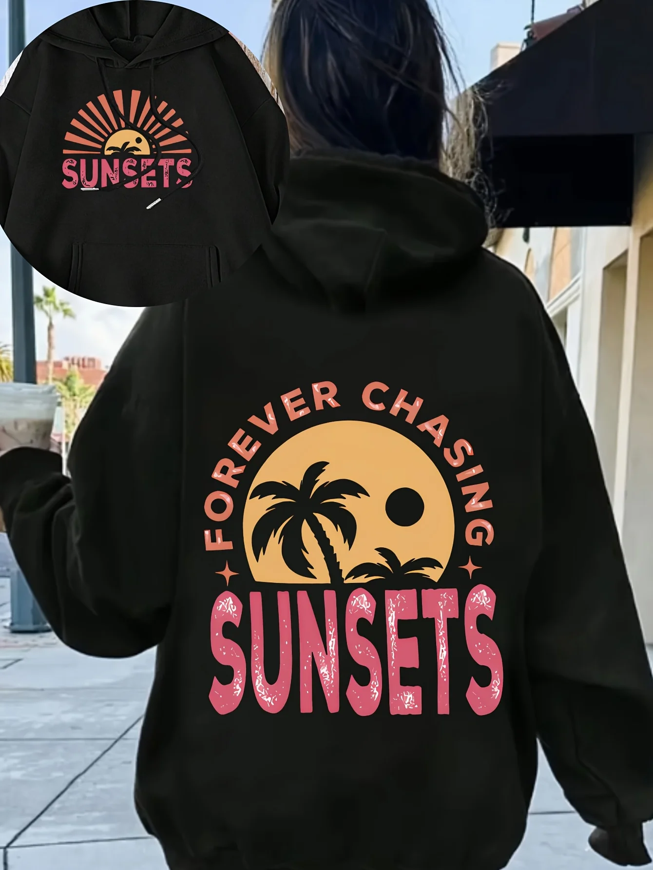 

Beach Sunset Graphic Printing Autumn and Winter Cotton Hoodie for Men and Women Leisure Outdoor Street Sports Training Brand