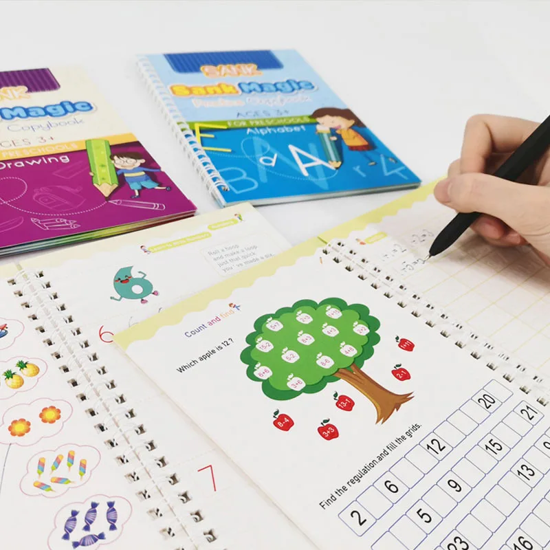 Língua árabe Groove para crianças rabiscando Livro Pen Control Treinamento Magia Rabiscando Presente de Natal Montessori Infantil