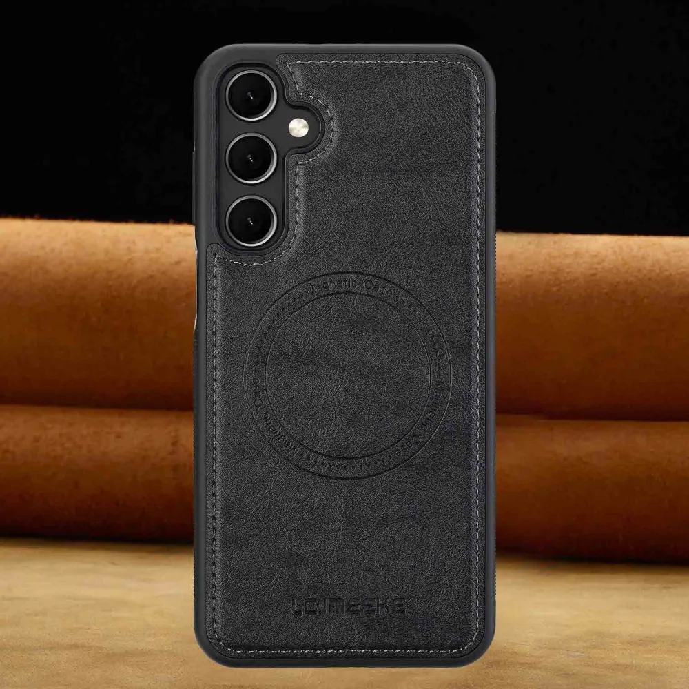 حافظة هاتف جلدية مغناطيسية لهاتف سامسونج جالاكسي S25 S24 S23 S22 S21 Plus Ultra A55 A56 A54 A36 A35 A16 5G لغطاء ناعم Magsafe #1