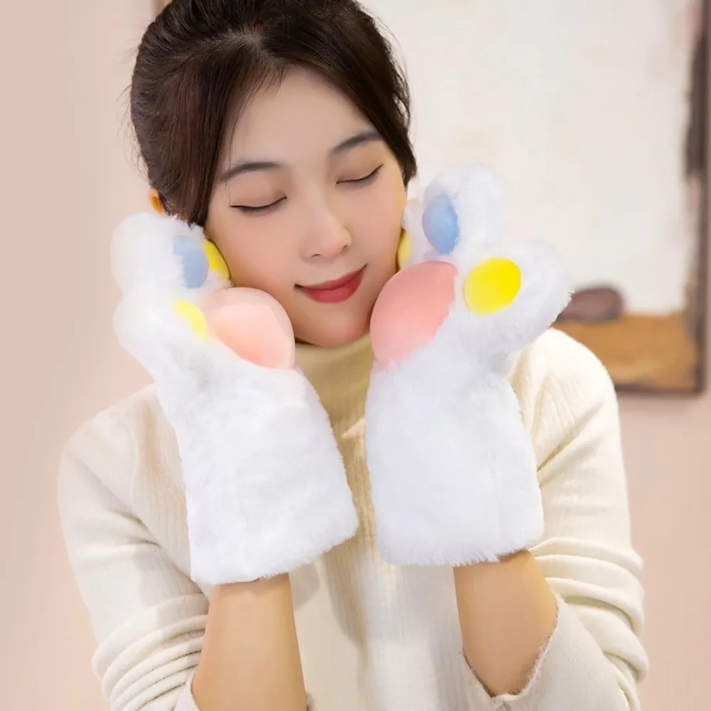 

Kawaii Cartoon Cosplay Costume Gloves Thicken Furry Cat Paw Gloves Warm Cosplay Props Cat Claw Mittens Gifts