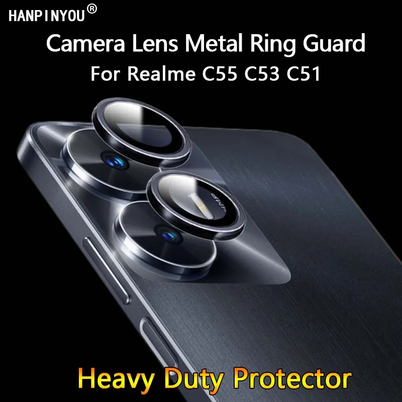 For Realme C55 C53 C51 C63 Ultra Thin Clear Luxury Camera Lens Protector Metal Ring Guard Tempered Glass Film Cover Shield Cap