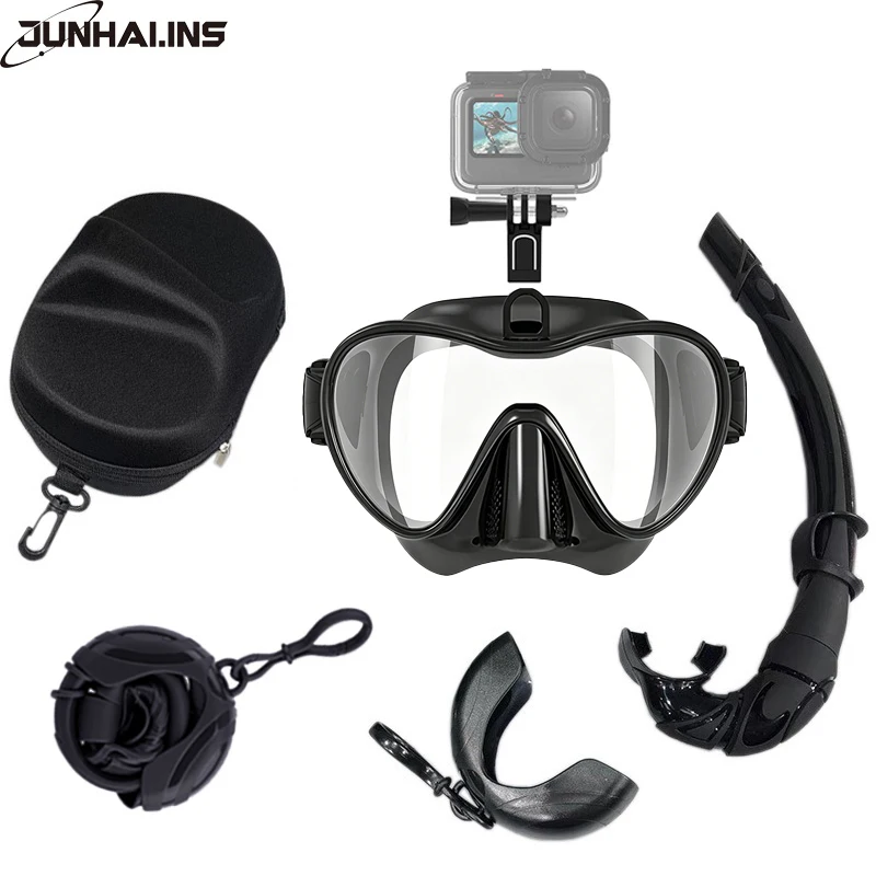 NEW Snorkeling Set Dry Top Anti Fog HD Aqua Diving Goggles Adult Diving Underwater Goggles Snorkel Mask with Camera Mount