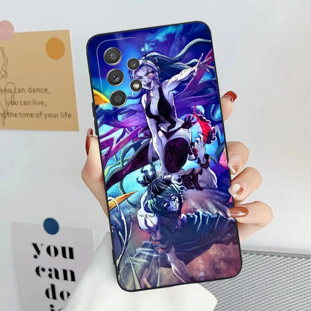 Demon Slayer Daki Gyutaro Phone Case for Samsung Galaxy Note 20 10 Plus Ultra Black Soft Phone Cover Shell image 3