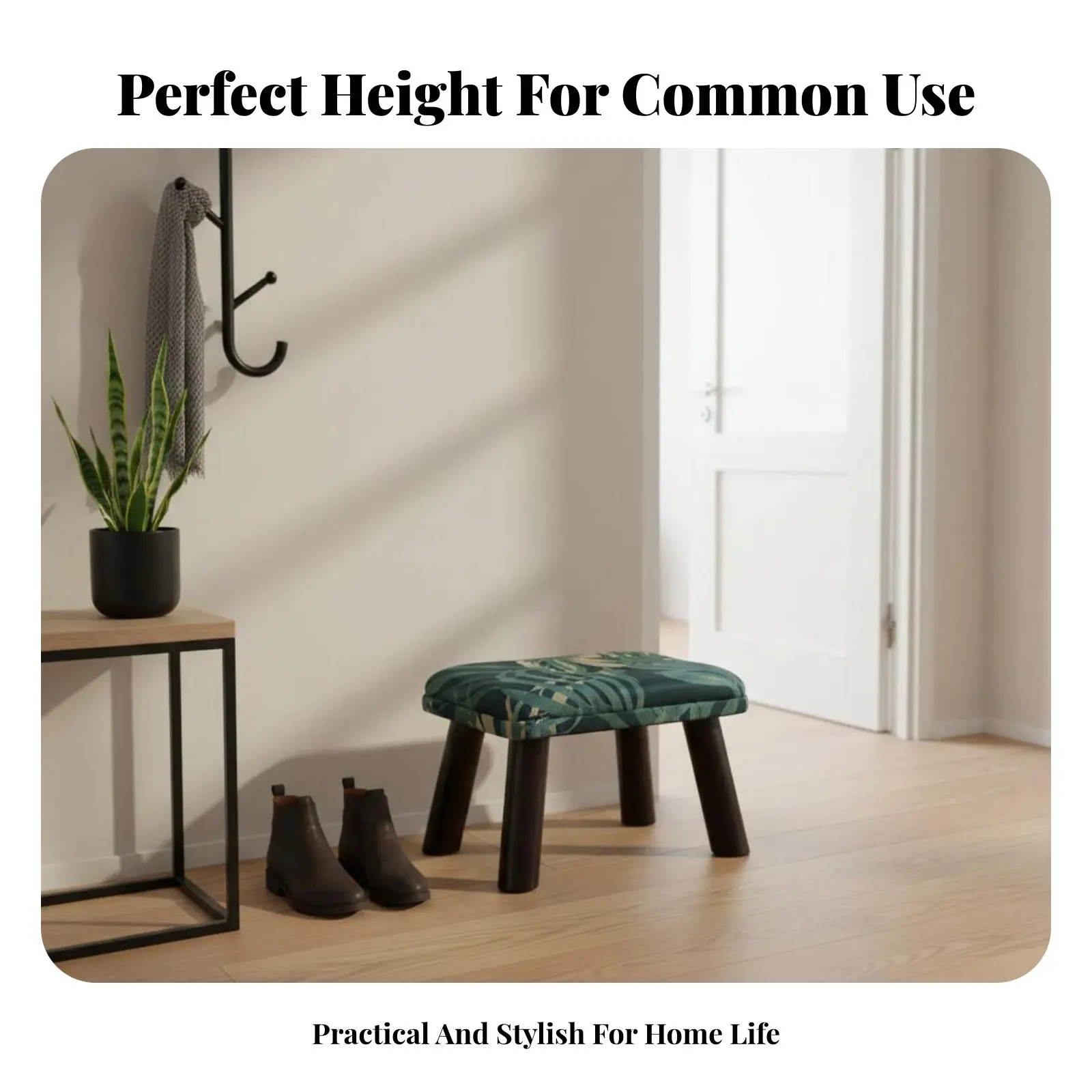 

Upholstered Shoe-Changing Stool Soft Padded Seat Shoe Changing Bench Minimalist and Design Sturdy Wooden Legs for Adults
