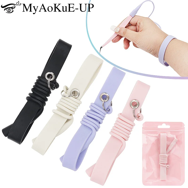 1pcs Silicone Wrist Strap Grafting Eyelash Tweezers Protector Bracelet Wrist Band Auxiliary Makeup Tool Lash Extension Supplies