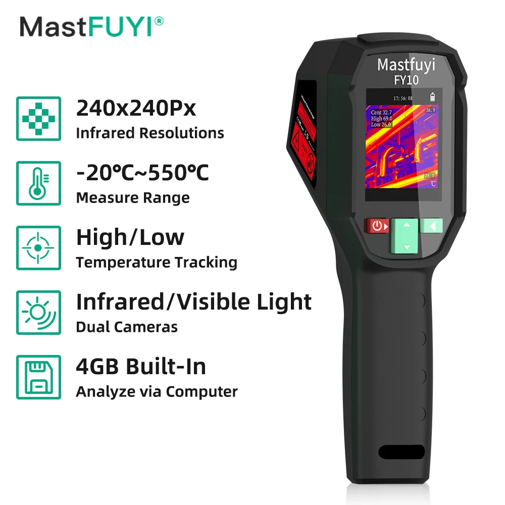 

MASTFUYI High Definition Thermal Imaging Camera 240×240px Portable Infrared Night Vision USB Rechargeable Industrial/Home Use
