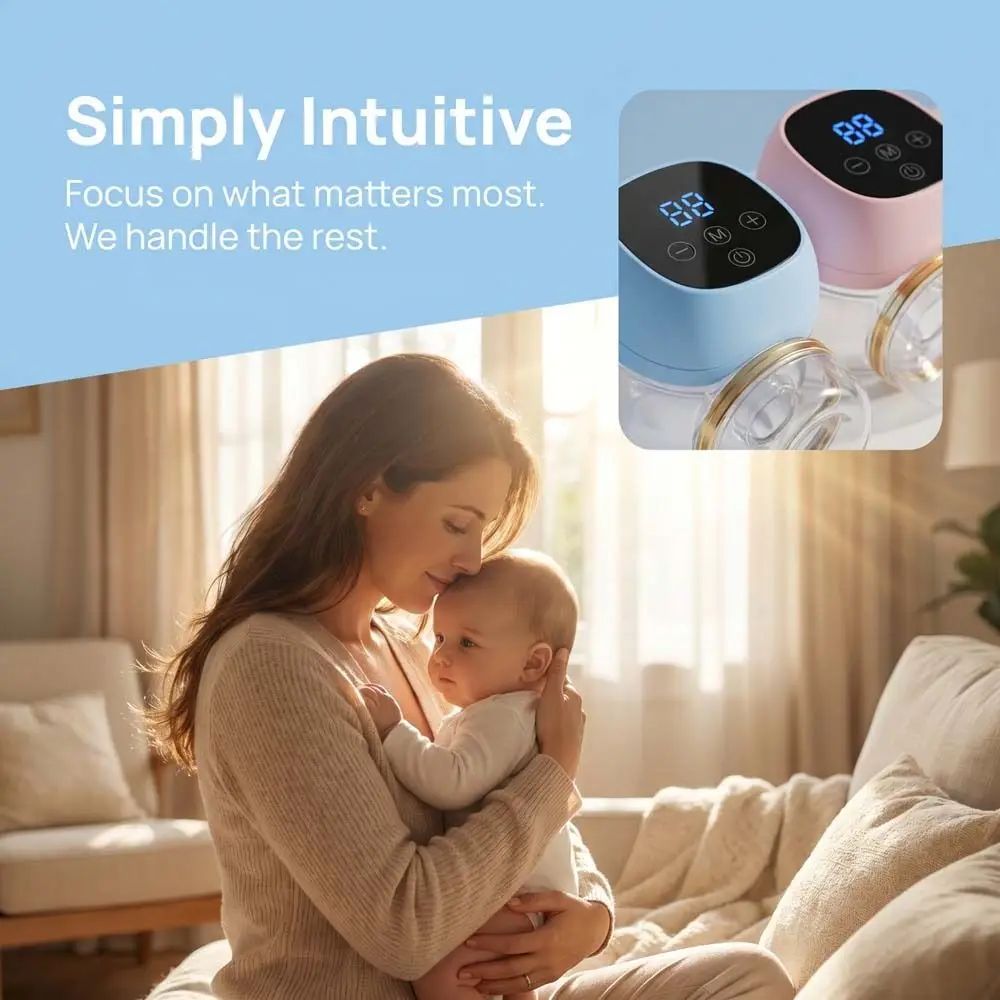 

Longer Battery Life Electric Breast Pump 9 Levels Low Noise Hands Free Breast Pump LED Display Silent Breast Pump