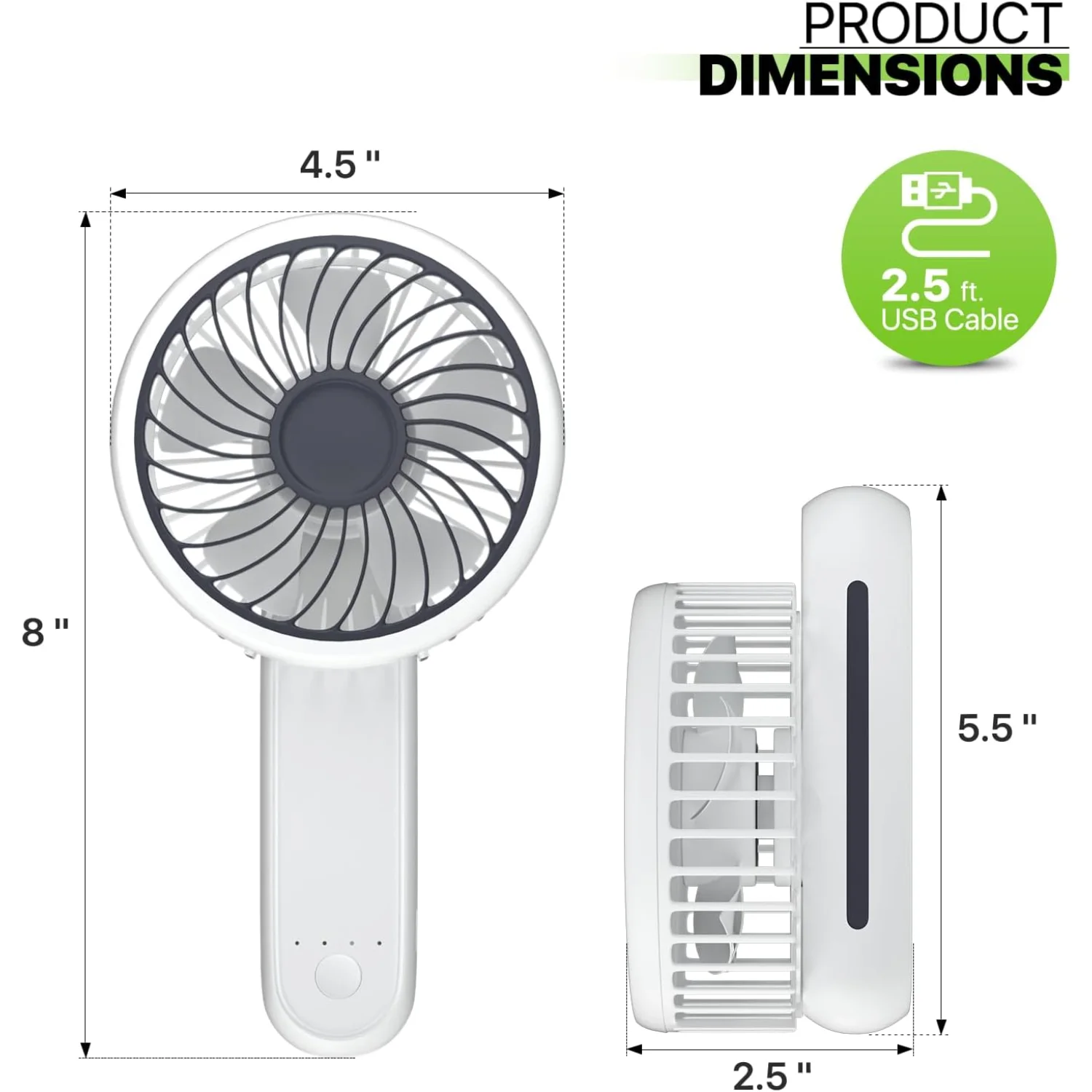 -Inch Battery Operated Rechargeable Fan Portable  Personal Fan