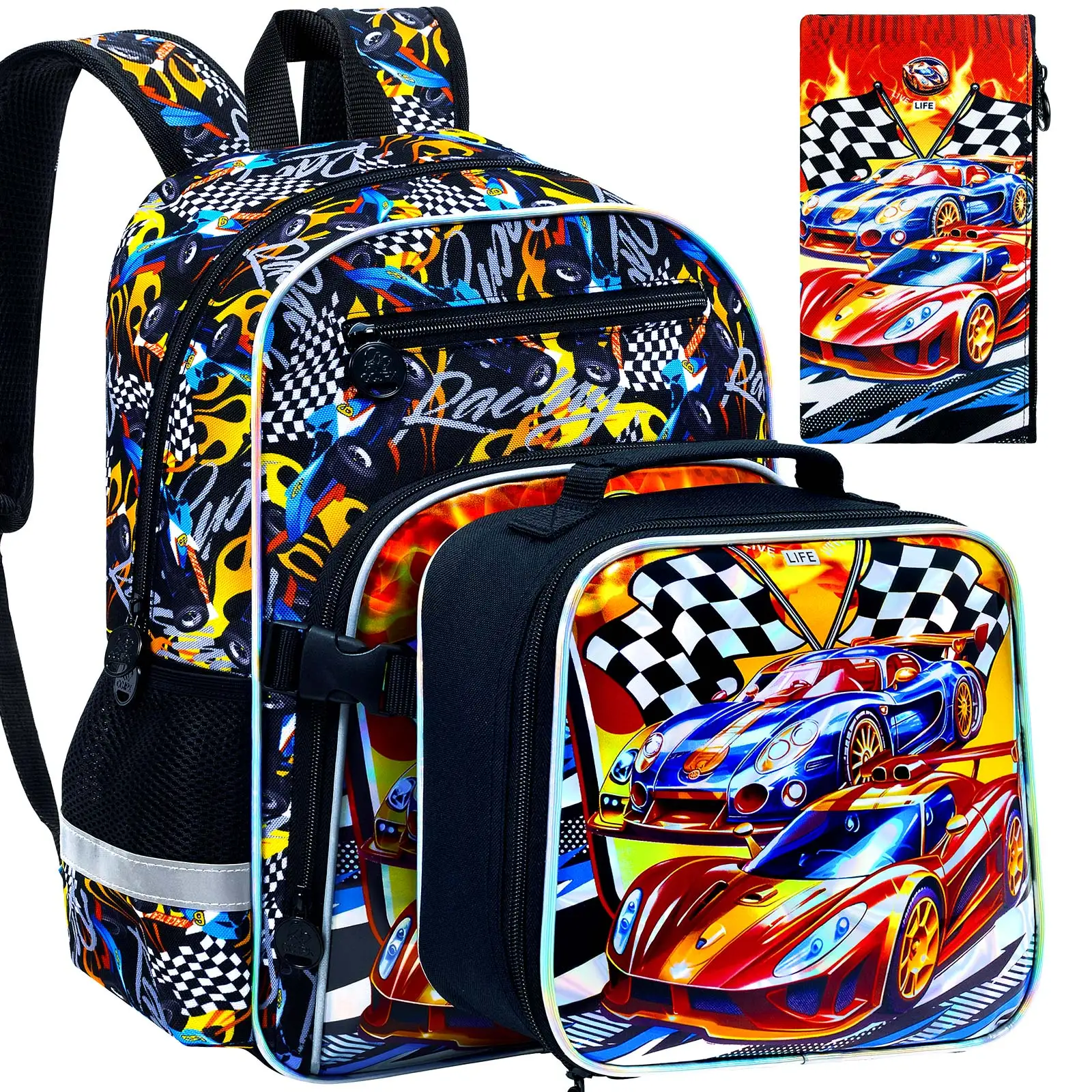 

Рюкзак для мальчиков, набор из 3 предметов: рюкзак с прикрепляемым ланч-боксом, водонепроницаемый школьный рюкзак с рисунком грузовика для начальной школы, дошкольников и малышей