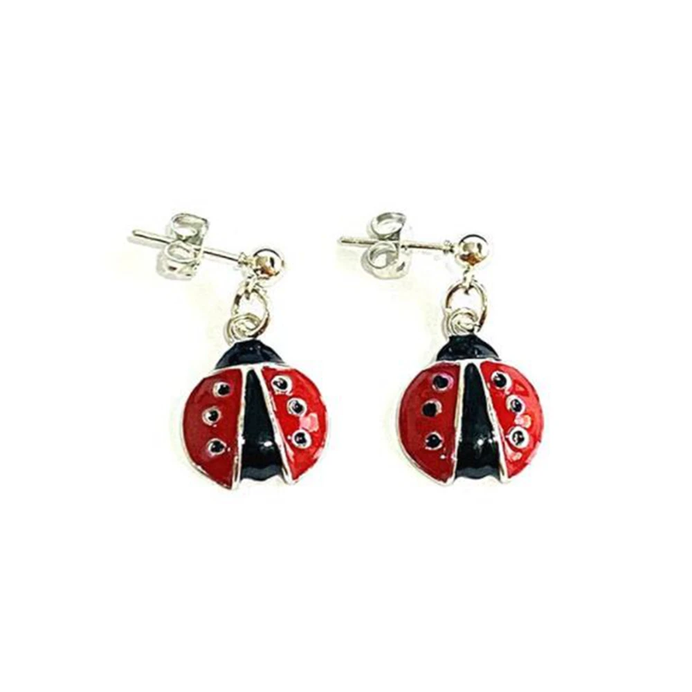 Cartoon Enamel Red Ladybug Necklace Pendant Insect Aesthetic Choker Jewelry For Girl Woman Party Earing Punk Hip Hop Gift Bijoux