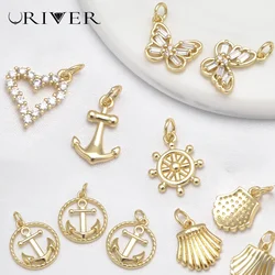 LJRIVER Ocean Element Jewelry Pendant Anchor Rudder Starfish Charms for Jewelry Making Heart Shape DIY Pendant Jewelry Materials