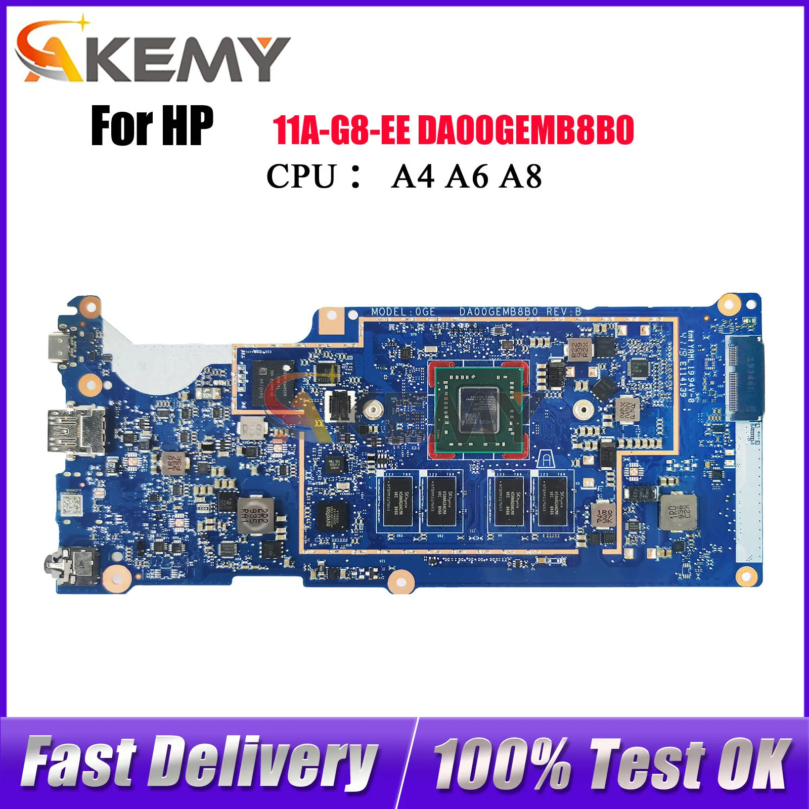 

DA00GEMB8B0 Материнская плата для ноутбука HP Chromebook 11A G8 EE с процессором A4 A6 100% полностью протестирована