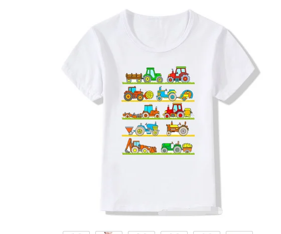 

Fashion Summer Green Farm Tractor Printed New T Shirt For Kids Toddlers Boy Girl Clothes Children Gift