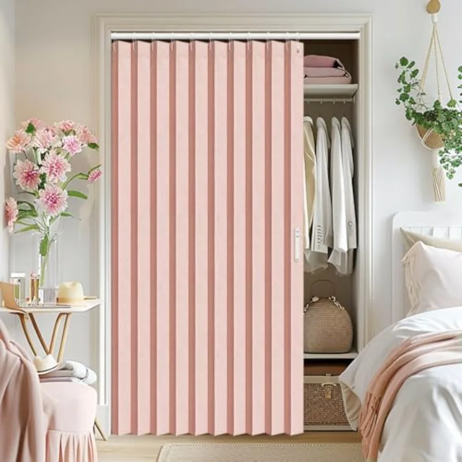 

Accordion Style Doors Curtain - Closet Curtains for Open Closet 80 Inch Long Room Separation Curtains for Girls' Bedroom Door a