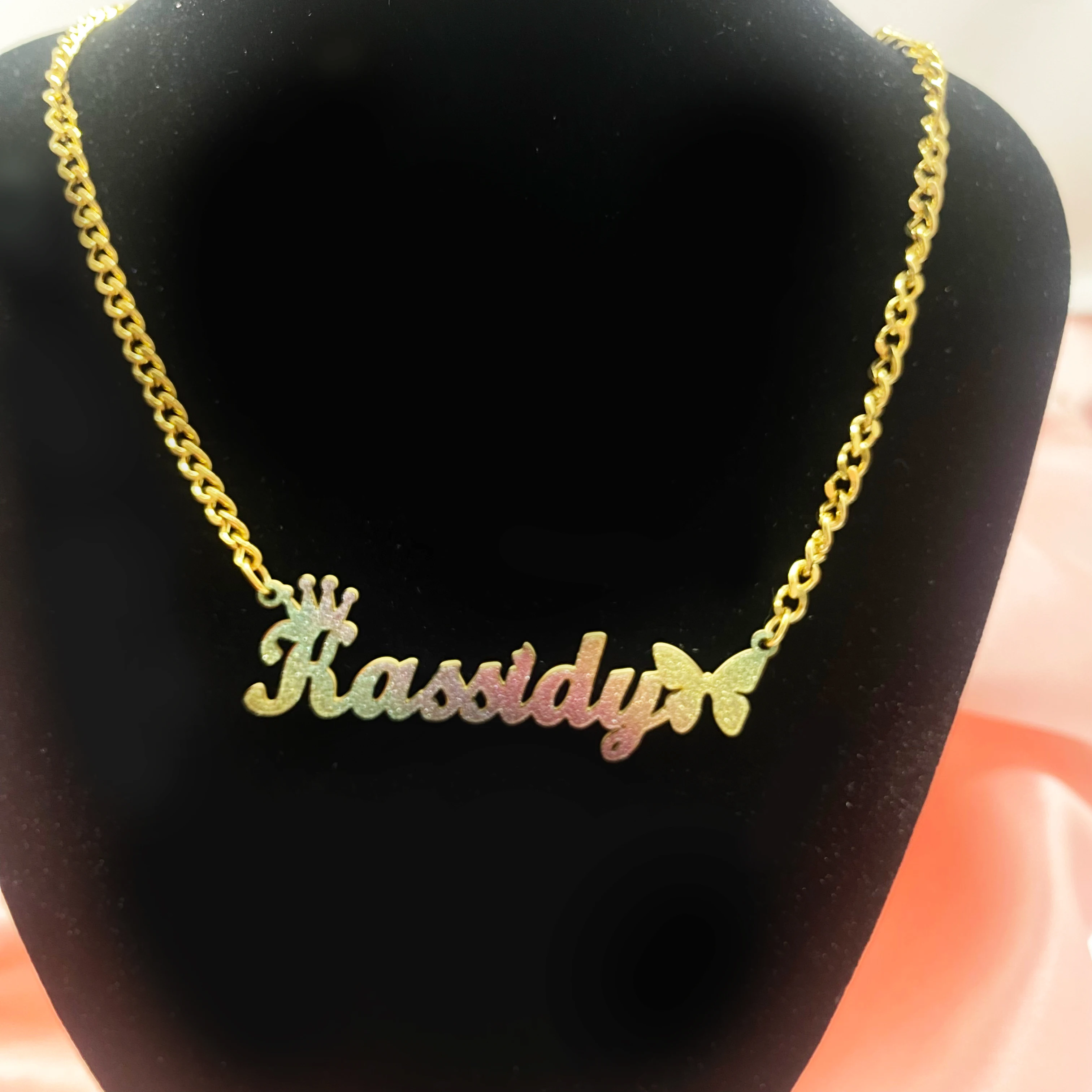 Name Custom Necklace Earring Set Bamboo Earrings Stainless Steel Colorful Nameplate Set Personalized Gifts for Kids